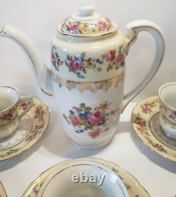 GOLD CASTLE China Hostess Mini Teapot+ 8 Demitasse Cups and Saucers TEA SET