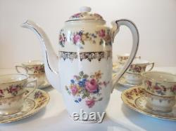 GOLD CASTLE China Hostess Mini Teapot+ 8 Demitasse Cups and Saucers TEA SET