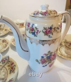 GOLD CASTLE China Hostess Mini Teapot+ 8 Demitasse Cups and Saucers TEA SET