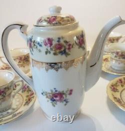 GOLD CASTLE China Hostess Mini Teapot+ 8 Demitasse Cups and Saucers TEA SET