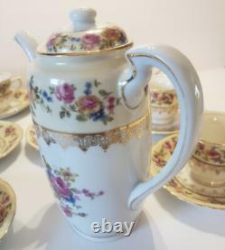 GOLD CASTLE China Hostess Mini Teapot+ 8 Demitasse Cups and Saucers TEA SET
