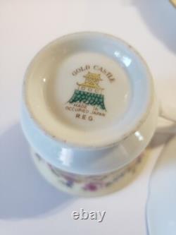 GOLD CASTLE China Hostess Mini Teapot+ 8 Demitasse Cups and Saucers TEA SET