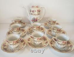 GOLD CASTLE China Hostess Mini Teapot+ 8 Demitasse Cups and Saucers TEA SET