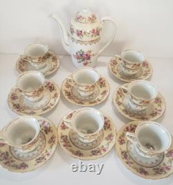 GOLD CASTLE China Hostess Mini Teapot+ 8 Demitasse Cups and Saucers TEA SET