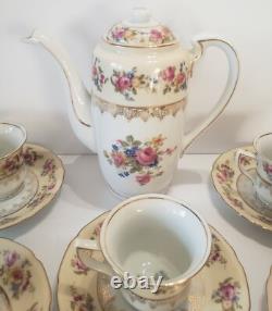 GOLD CASTLE China Hostess Mini Teapot+ 8 Demitasse Cups and Saucers TEA SET