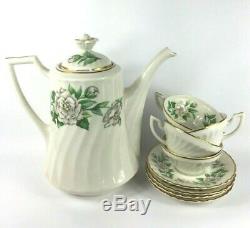 Gardenia by Syracuse China Coffee Pot with Lid + 4 Demitasse Cup & Saucer Sets