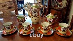 Genuine Samurai Japan Tea Coffee Demitasse St 4 Cups/Saucers HAND PAINTED