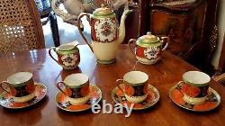 Genuine Samurai Japan Tea Coffee Demitasse St 4 Cups/Saucers HAND PAINTED