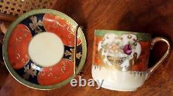 Genuine Samurai Japan Tea Coffee Demitasse St 4 Cups/Saucers HAND PAINTED