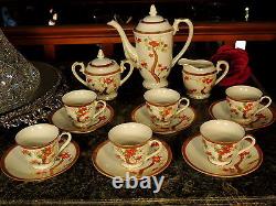 Genuine Samurai Japan Tea Coffee Demitasse St 4 Cups/Saucers HAND PAINTED