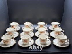 German Porcelain Demitasse Cups/Saucers, Handpainted, Set of 12, Vintage