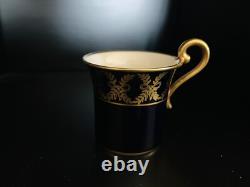 Gold Cobalt Teacup Set demitasse Cups, Saucers And Tray (gold Bows), Sugar Bowl