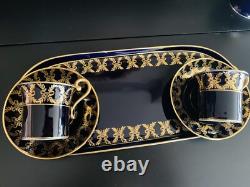 Gold Cobalt Teacup Set demitasse Cups, Saucers And Tray (gold Bows), Sugar Bowl