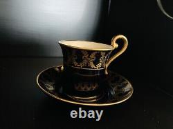 Gold Cobalt Teacup Set demitasse Cups, Saucers And Tray (gold Bows), Sugar Bowl