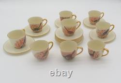 Gorgeous 9 Sets Signed Jan Nosek Lenox Birds Of America Demitasse Cups & Saucers