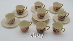 Gorgeous 9 Sets Signed Jan Nosek Lenox Birds Of America Demitasse Cups & Saucers