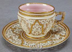 Graingers Worcester Reticulated Double Walled Ivory Gold Pink Demitasse Cup