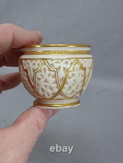 Graingers Worcester Reticulated Double Walled Ivory Gold Pink Demitasse Cup