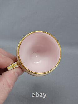 Graingers Worcester Reticulated Double Walled Ivory Gold Pink Demitasse Cup