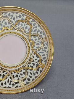 Graingers Worcester Reticulated Double Walled Ivory Gold Pink Demitasse Cup