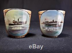 Great Lakes Ship China Pair of Demitasse Cups & Saucers (Str La Salle & Pelee)