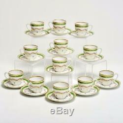 Group Of 12 Haviland Limoges Vieux Paris Vert (green) Demitasse Cups & Saucers