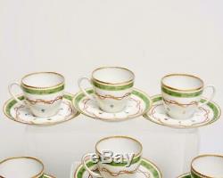 Group Of 12 Haviland Limoges Vieux Paris Vert (green) Demitasse Cups & Saucers