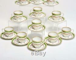 Group Of 12 Haviland Limoges Vieux Paris Vert (green) Demitasse Cups & Saucers