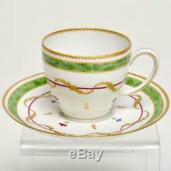 Group Of 12 Haviland Limoges Vieux Paris Vert (green) Demitasse Cups & Saucers