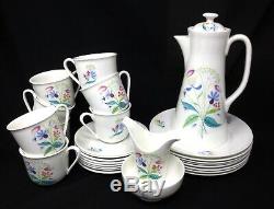Gustavsberg Florette Demitasse Set Pot Creamer Sugar & 8 ea Cup Saucer Plates