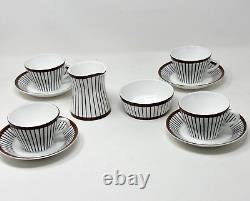 Gustavsberg Stig Lindberg Spisa Ribb Set 4 Demitasse Cups Saucers Creamer Sugar