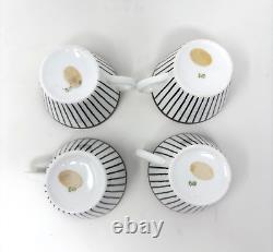 Gustavsberg Stig Lindberg Spisa Ribb Set 4 Demitasse Cups Saucers Creamer Sugar