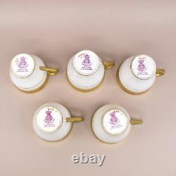 H1032 by Minton for Tiffany & Co Set of 5 Demitasse Cups & Saucers FLAWS