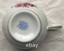 HEREND DEMITASSE CUPS (SET OF FIVE, NO SAUCERS) (HUNGARY) raspberry flowers