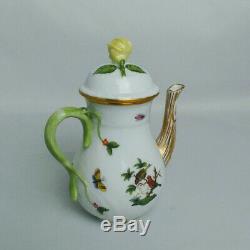 HEREND ROTHSCHILD BIRDS DEMITASSE/Mocha Pot 1613 set of 4 cup/saucer creamer & S