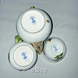 HEREND ROTHSCHILD BIRDS DEMITASSE/Mocha Pot 1613 set of 4 cup/saucer creamer & S