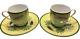 Hermes Africa Demitasse Cup And Saucer Set Of 2 Green