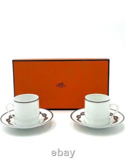 HERMES Chaine d'Ancre Demitasse Cup & Saucer PLATINUM 2set