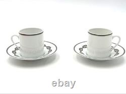 HERMES Chaine d'Ancre Demitasse Cup & Saucer PLATINUM 2set