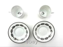 HERMES Chaine d'Ancre Demitasse Cup & Saucer PLATINUM 2set