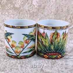 HERMES Paris Demitasse Cup & Saucer Porcelain Patchwork 2 Sets