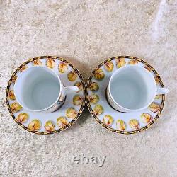 HERMES Paris Demitasse Cup & Saucer Porcelain Patchwork 2 Sets