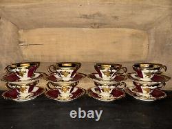 HTF Rosenthal Continental Pompadour Maroon R2099 Demitasse Cups & Saucers (8)