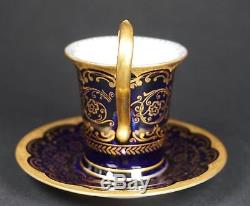 Hand Painted German Demitasse Cup and Saucer Cobalt and Gold