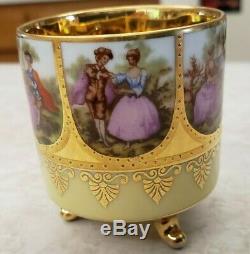 Hand Painted Love Story Fragonard Demitasse Cup Saucer Bavaria Beehive Mark