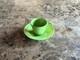 Harlequin Chartreuse Demitasse Cup & Saucer Set Vintage Excellent Condition