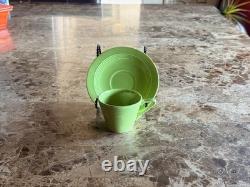 Harlequin Chartreuse Demitasse Cup & Saucer Set Vintage Excellent Condition Harlequin Chartreuse Demitasse Cup & Saucer Set Vintage Excellent Condition