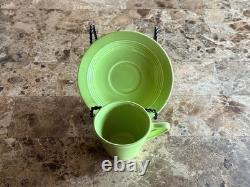 Harlequin Chartreuse Demitasse Cup & Saucer Set Vintage Excellent Condition