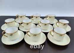 Haviland France 10 Demitasse Cups Saucers Gold Trim Gold Blossom Floral Antique