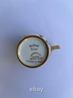 Haviland Limoges Demitasse Cup & Saucer Gold Rococo Raspberry 1894-1931